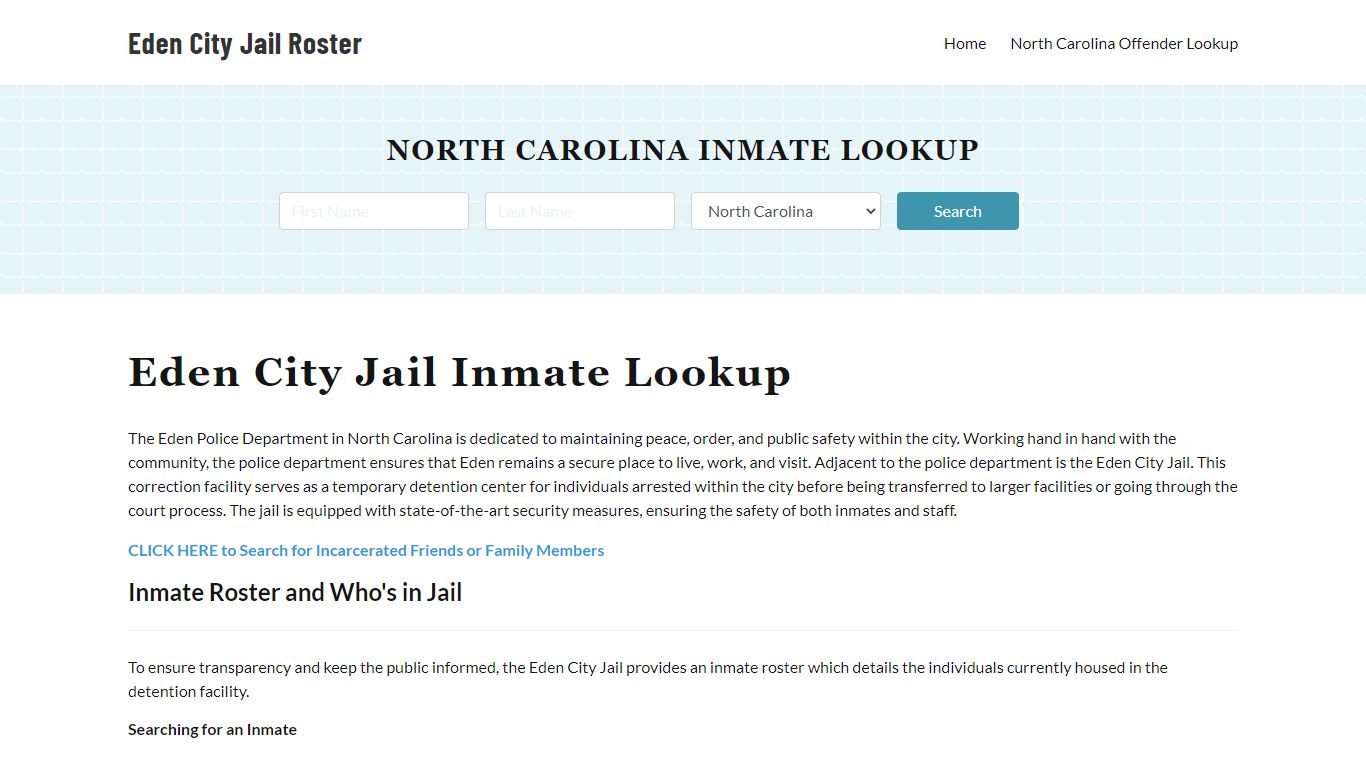 Eden Police Department & City Jail, NC Inmate Roster, Arrests, Mugshots